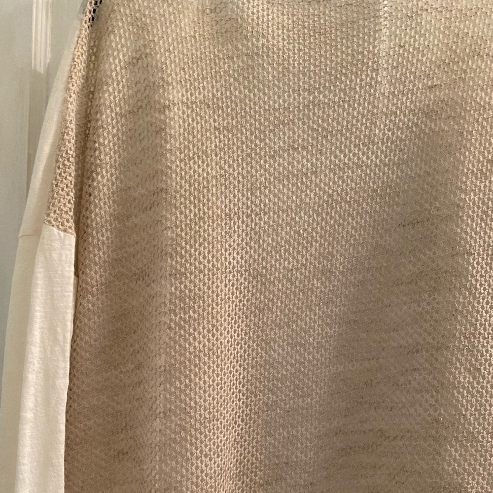 Anthro Sita Murt Linen Blend Open Weave Crochet Back 3/4 Sleeve Draped Cardigan - Picture 5 of 12